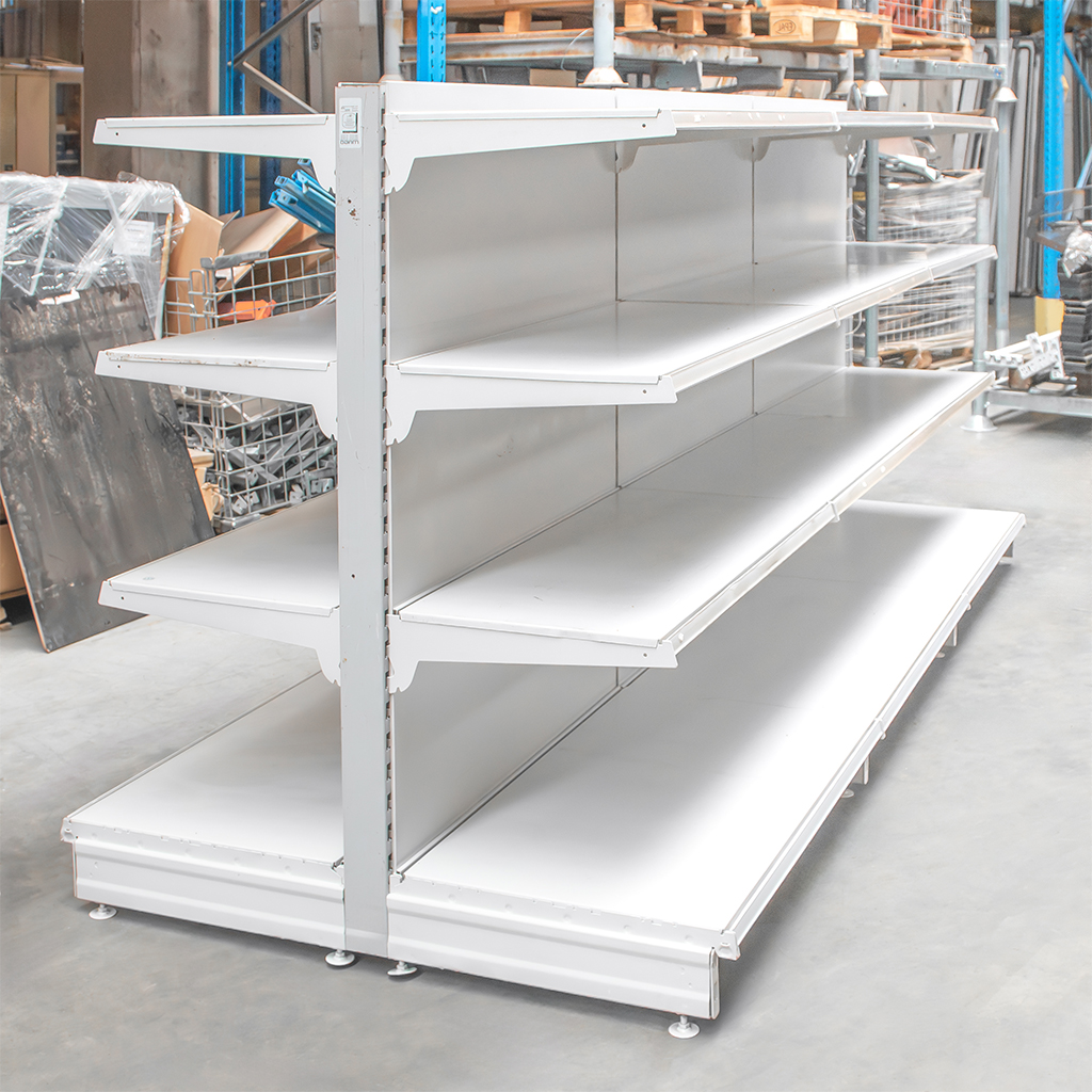 Regał sklepowy ITAB gondola H-141 cm L-306 cm moduł bazowy jasny szary MPP001087