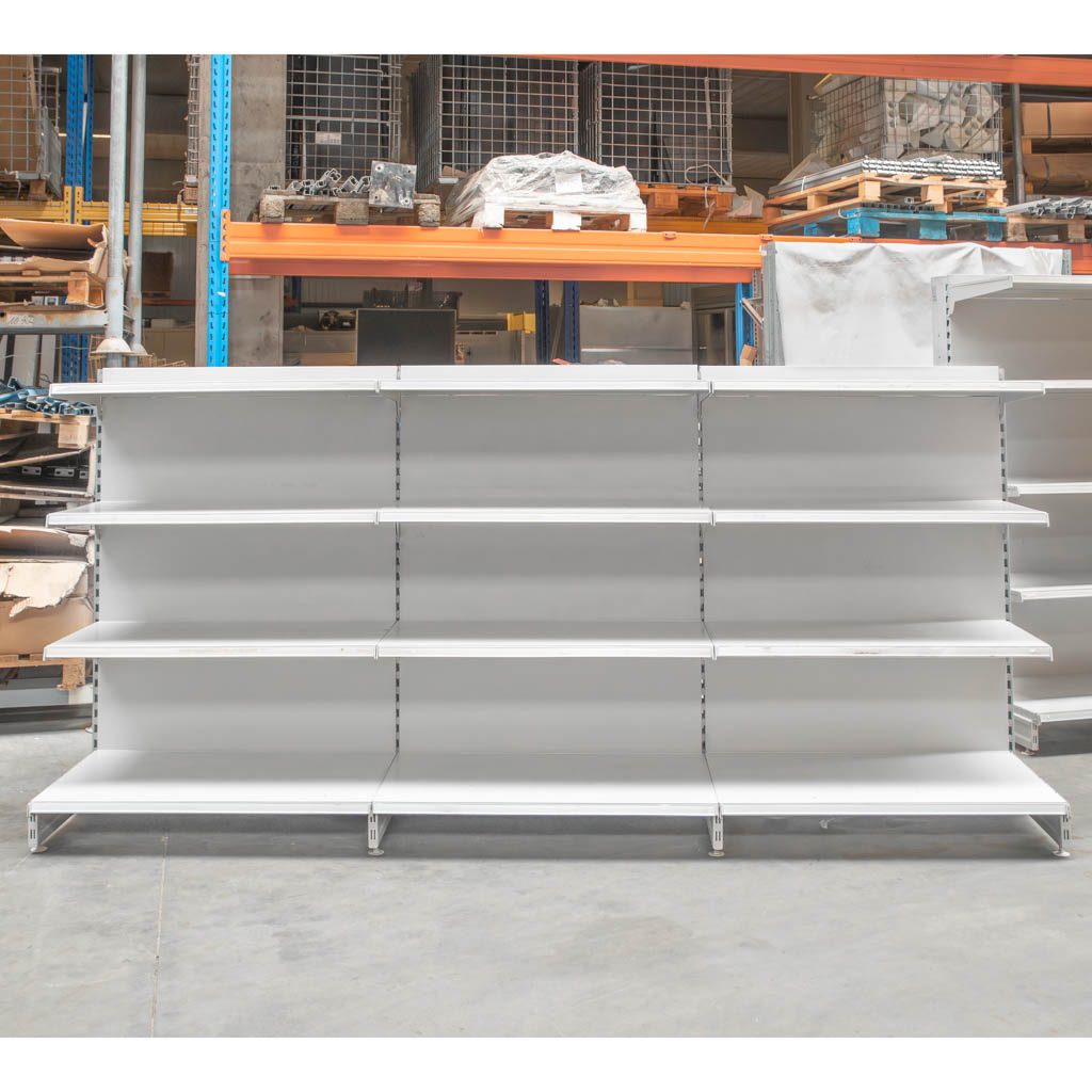 Regał sklepowy ITAB gondola H-141 cm L-306 cm moduł bazowy jasny szary MPP001087