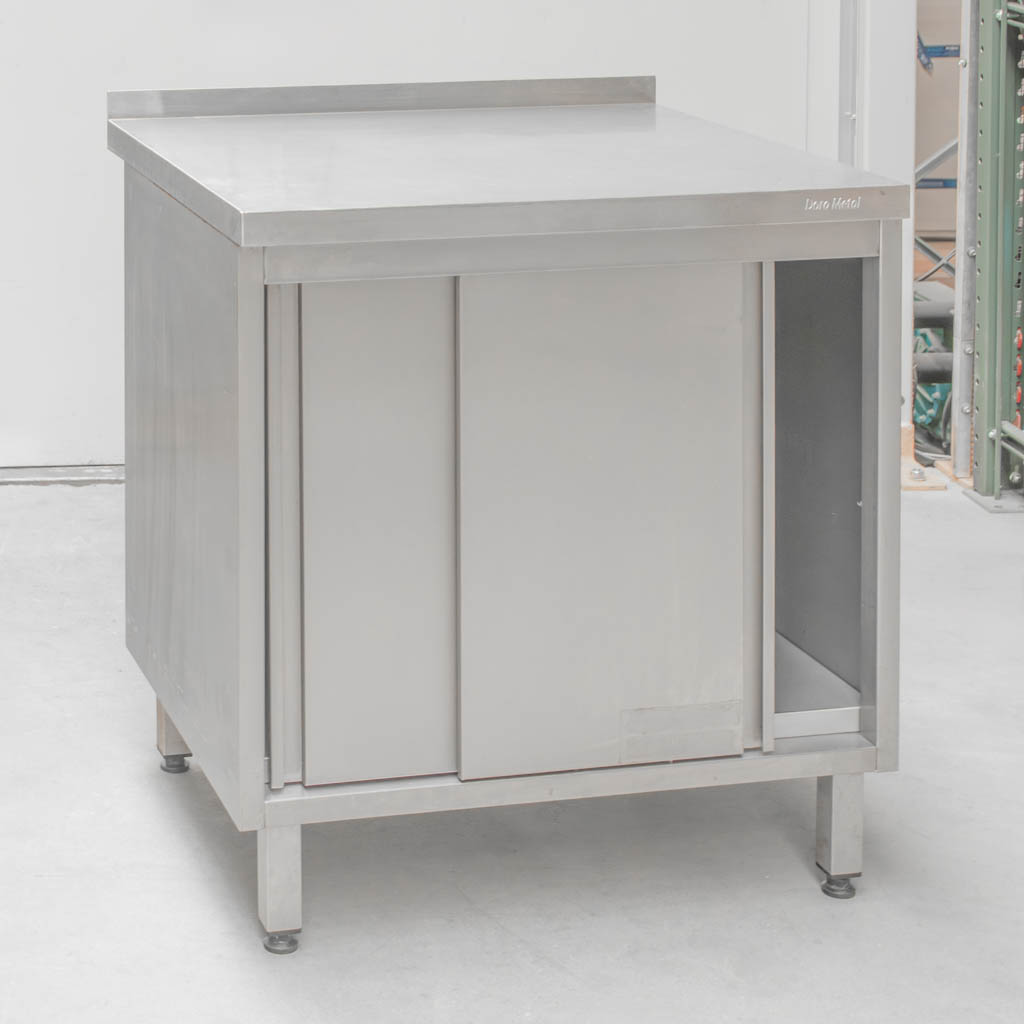 Stół gastronomiczny roboczy z szafką i rantem Dora Metal 100x70x85 cm stal nierdzewna MTP005703