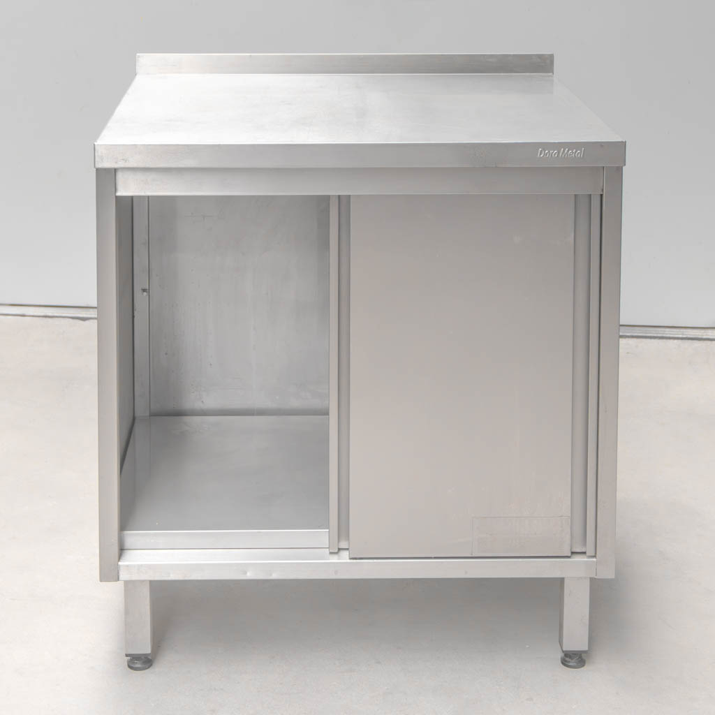 Stół gastronomiczny roboczy z szafką i rantem Dora Metal 100x70x85 cm stal nierdzewna MTP005703
