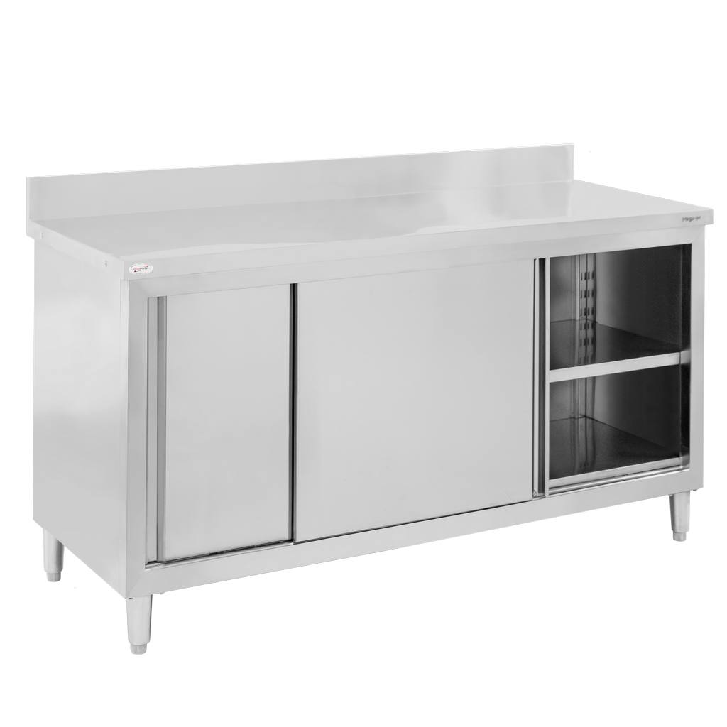 Stół gastronomiczny roboczy z szafką i rantem Mega-M 120x70x85 cm stal nierdzewna MTP001864