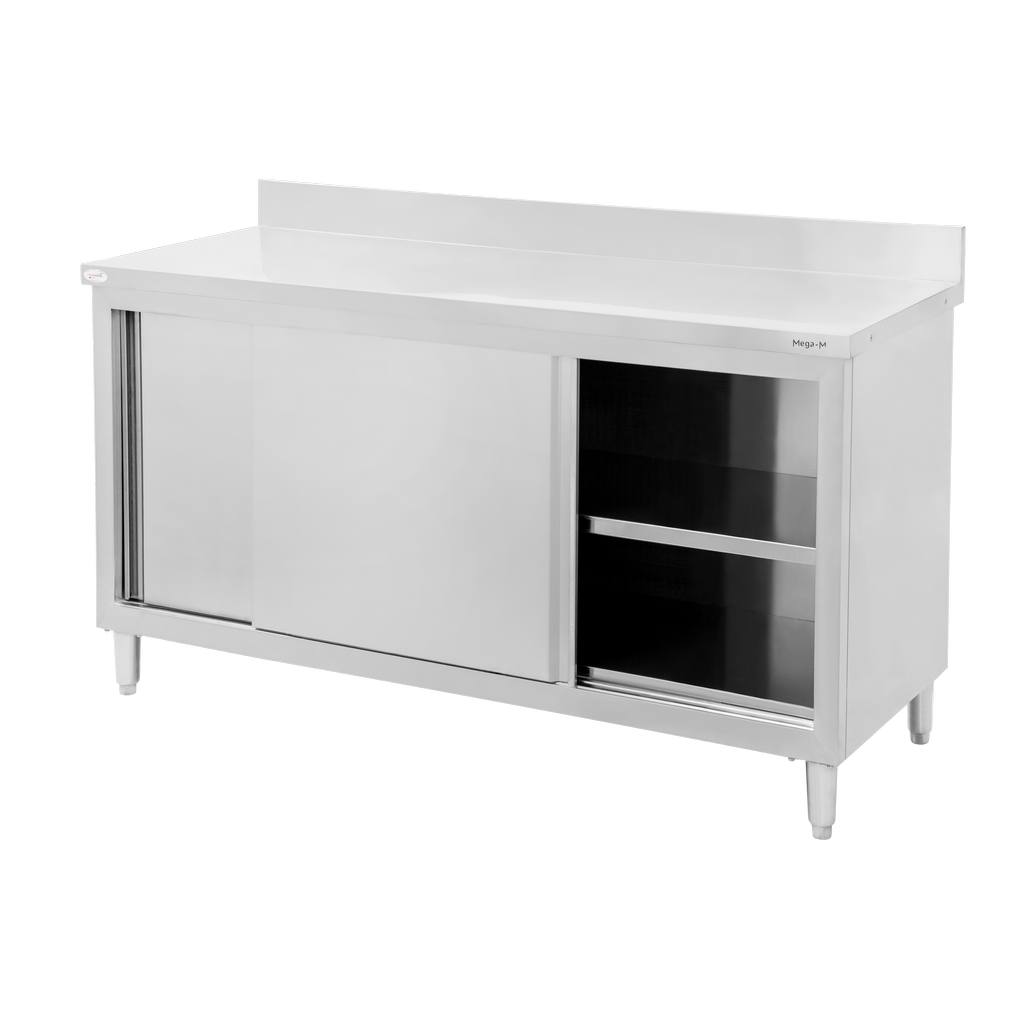 Stół gastronomiczny roboczy z szafką i rantem Mega-M 120x70x85 cm stal nierdzewna MTP001864