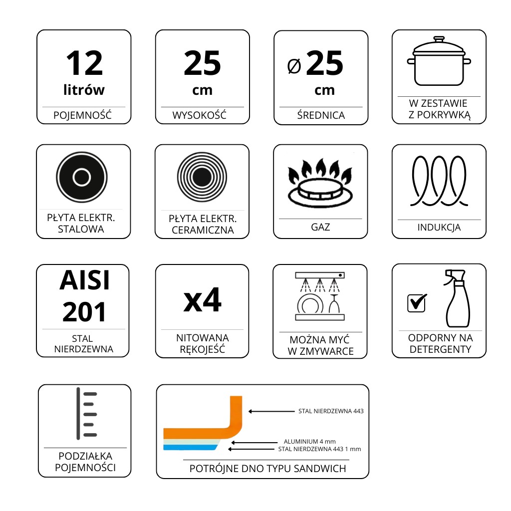 garnek gastronomiczny ze stali nierdzewnej z pokrywką