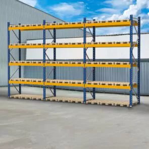 Regał magazynowy paletowy JUNGHEINRICH ESMENA 0+4 H-500 cm L-850 cm 2400 kg nośność na parę trawersów