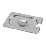 Zdjęcie produktu: Pokrywka do GN 1/9 ze stali nierdzewnej Mega-M 17,6x10,8 cm z wycięciem na chochlę