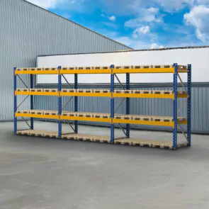 Regał magazynowy paletowy JUNGHEINRICH ESMENA 0+3 H-400 cm L-850 cm 2100 kg nośność na parę trawersów