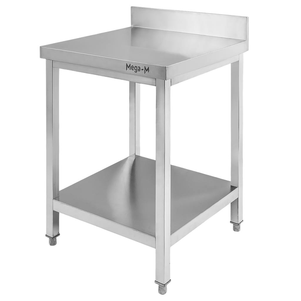 Stół gastronomiczny ze stali nierdzewnej przyścienny z półką Mega-M 60x60x85 cm