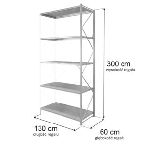 Zdjęcie produktu: Regał magazynowy 5-półkowy STOW H-300 cm L-130 cm G-60 cm moduł dostawny