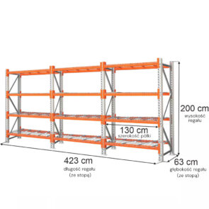 Zdjęcie produktu: Regał magazynowy 12-półkowy MGL MAGO HX H-200 cm L-423 cm G-63 cm 300 kg