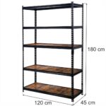 Zdjęcie produktu: Regał magazynowy Mega-M PRO LOFT H-180 cm L-120 cm G-45 cm 5 półek z MDF 6.2 mm okleina drewno 275 kg czarny