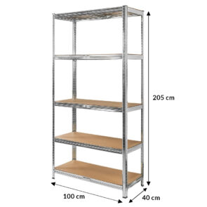 Regał magazynowy 5-półkowy Mega-M 205x100x40 cm 175 kg na półkę