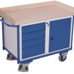 Zdjęcie produktu: Wózek narzędziowy warsztatowy z szafką, blatem roboczym i czterema szufladami VARIOFIT VF 600613 112x63x95 cm