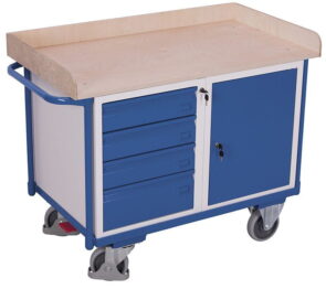 Zdjęcie produktu: Wózek narzędziowy warsztatowy z szafką, blatem roboczym i czterema szufladami VARIOFIT VF 600613 112x63x95 cm