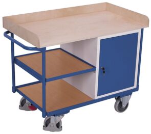 Zdjęcie produktu: Wózek narzędziowy warsztatowy z szafką, blatem roboczym i dwiema półkami VARIOFIT VF 600610 112x63x95 cm