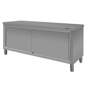Stół gastronomiczny ze stali nierdzewnej centralny z szafką Mega-M 180x60x85 cm