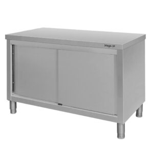 Stół gastronomiczny ze stali nierdzewnej centralny z szafką Mega-M 120x60x85 cm