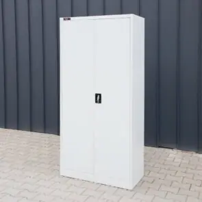 Szafa biurowa metalowa na dokumenty Mega-M pełne drzwi S-90 cm G-40 cm H-185 cm powystawowa skręcona