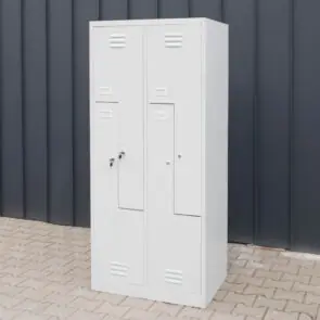 Szafka BHP ubraniowa Mega-M typu "L" pracownicza 4-drzwiowa S-80 cm szara powystawowa skręcona