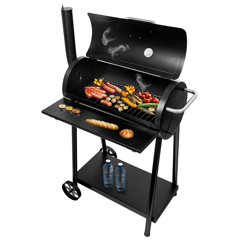 grill węglowy z pokrywą i kominem