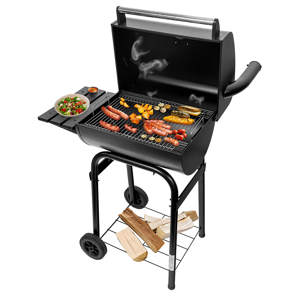 grill węglowy z pokrywą i kominem