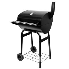 Grill ogrodowy węglowy z pokrywą i kominem Mega-M stolik boczny 34.5x23 cm