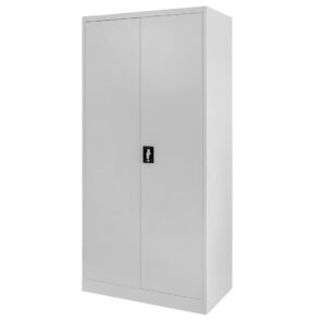 Szafa biurowa metalowa na dokumenty ze skarbczykiem Mega-M pełne drzwi S-90 cm G-40 cm H-185 cm szara