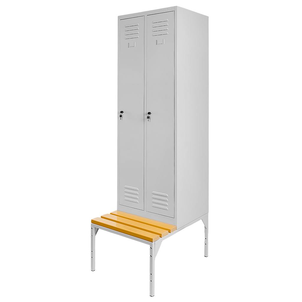 Szafka BHP ubraniowa na podstawie z ławką o szerokości 60 cm