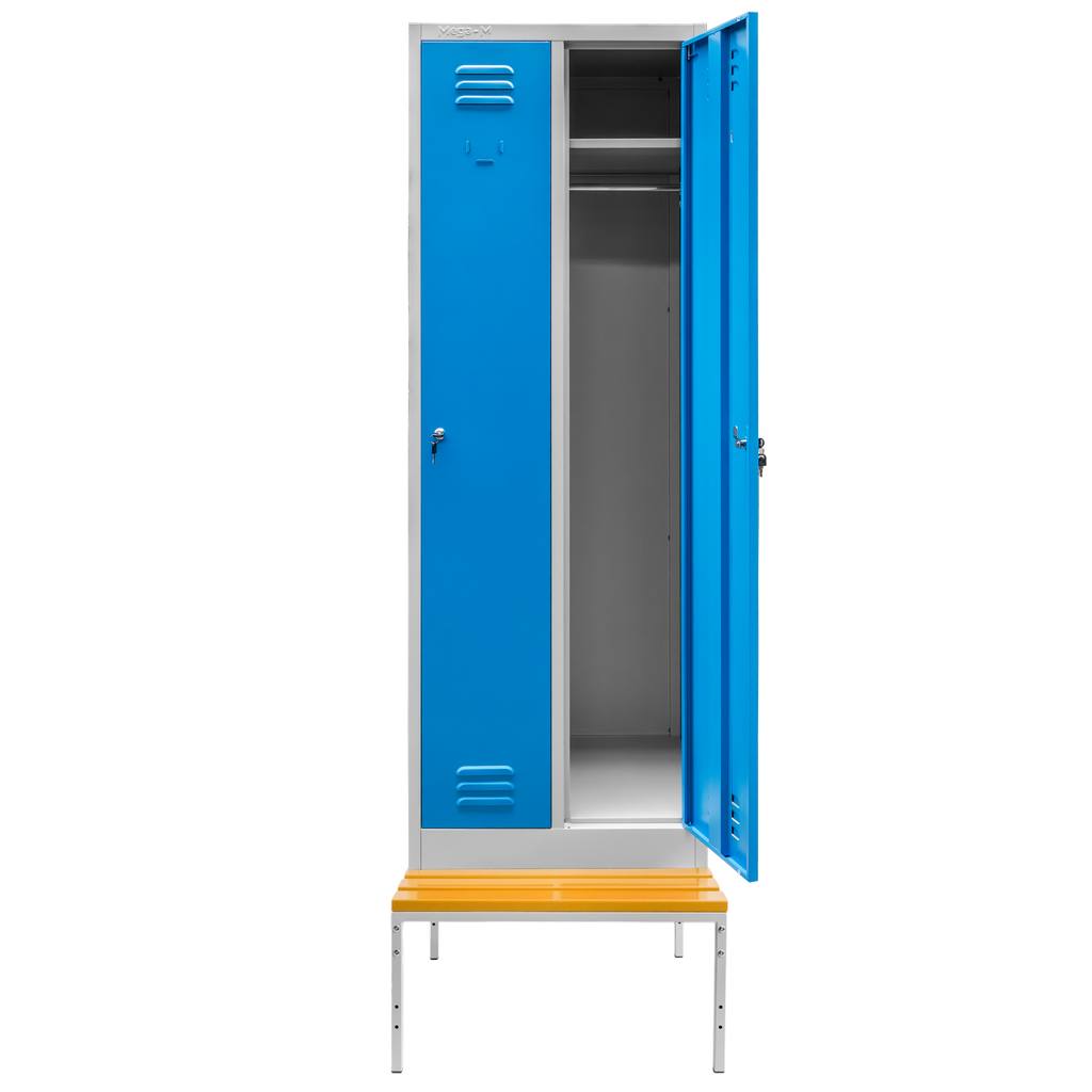 Szafka BHP na podstawie z siedziskiem S-60 cm niebieski front