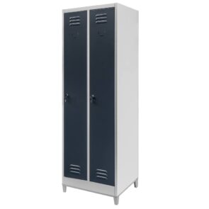 Zdjęcie produktu: Szafka BHP ubraniowa na podstawie z nóżkami Mega-M pracownicza 2-drzwiowa S-60 cm szara/grafitowy front