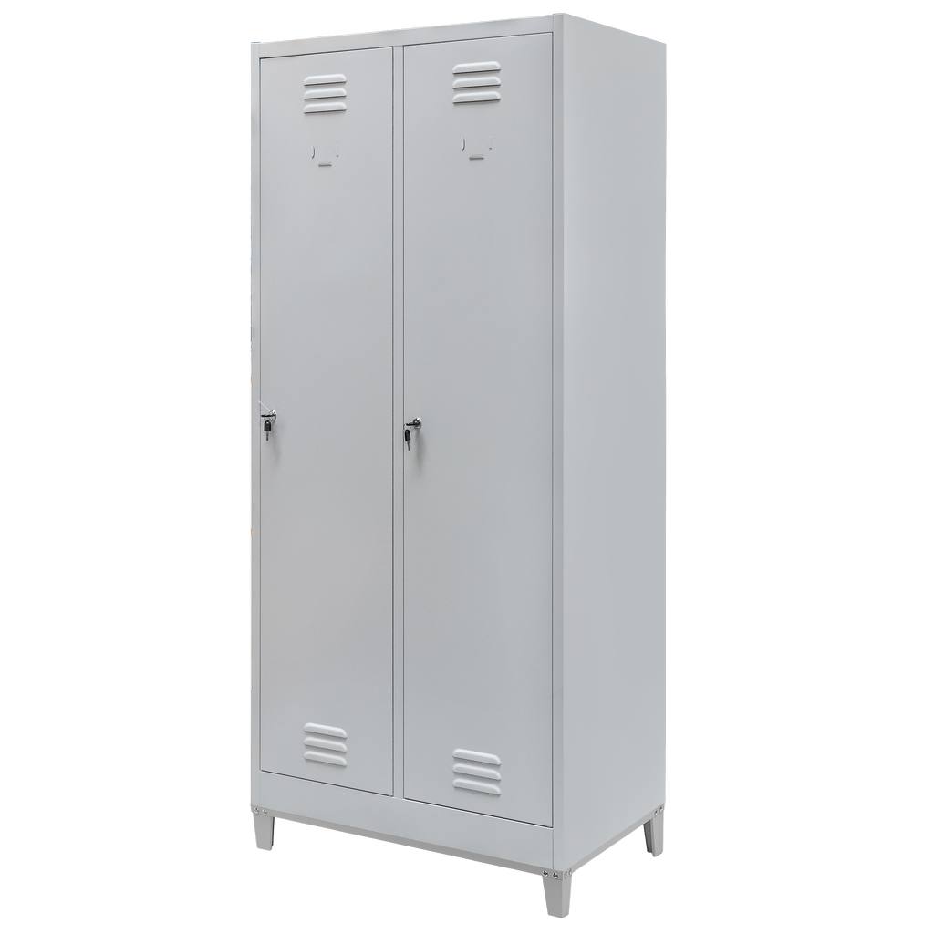 Ubraniowa szafka BHP na podstawie z nóżkami S-80 cm szara