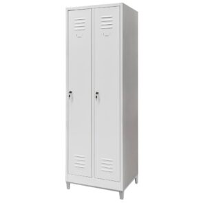 Zdjęcie produktu: Szafka BHP ubraniowa na podstawie z nóżkami Mega-M pracownicza 2-drzwiowa S-60 cm szara