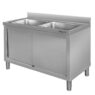 Zlew gastronomiczny dwukomorowy z szafką Mega-M 120x70x85 cm stal nierdzewna