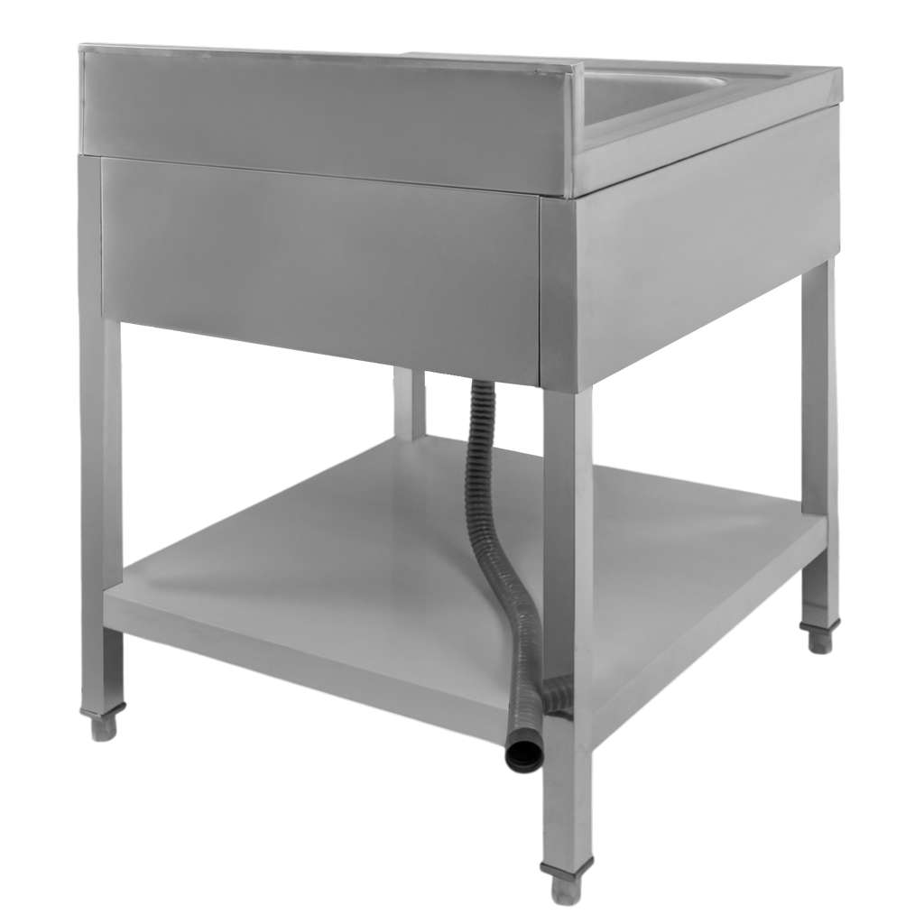 Zlew gastronomiczny jednokomorowy z maskownicą i półką Mega-M 70x70x85 cm