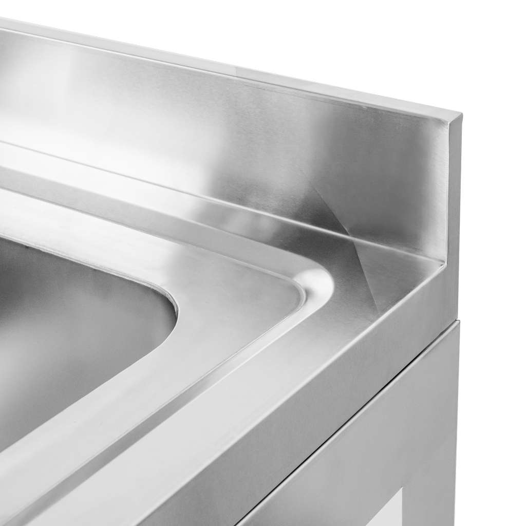 Zlew gastronomiczny jednokomorowy z maskownicą i półką Mega-M 70x70x85 cm