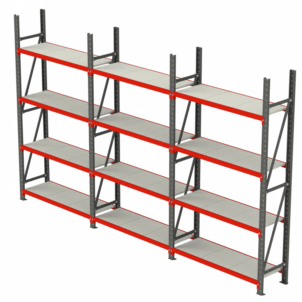 regał metalowy magazynowy FORTIS, regał 12 półkowy