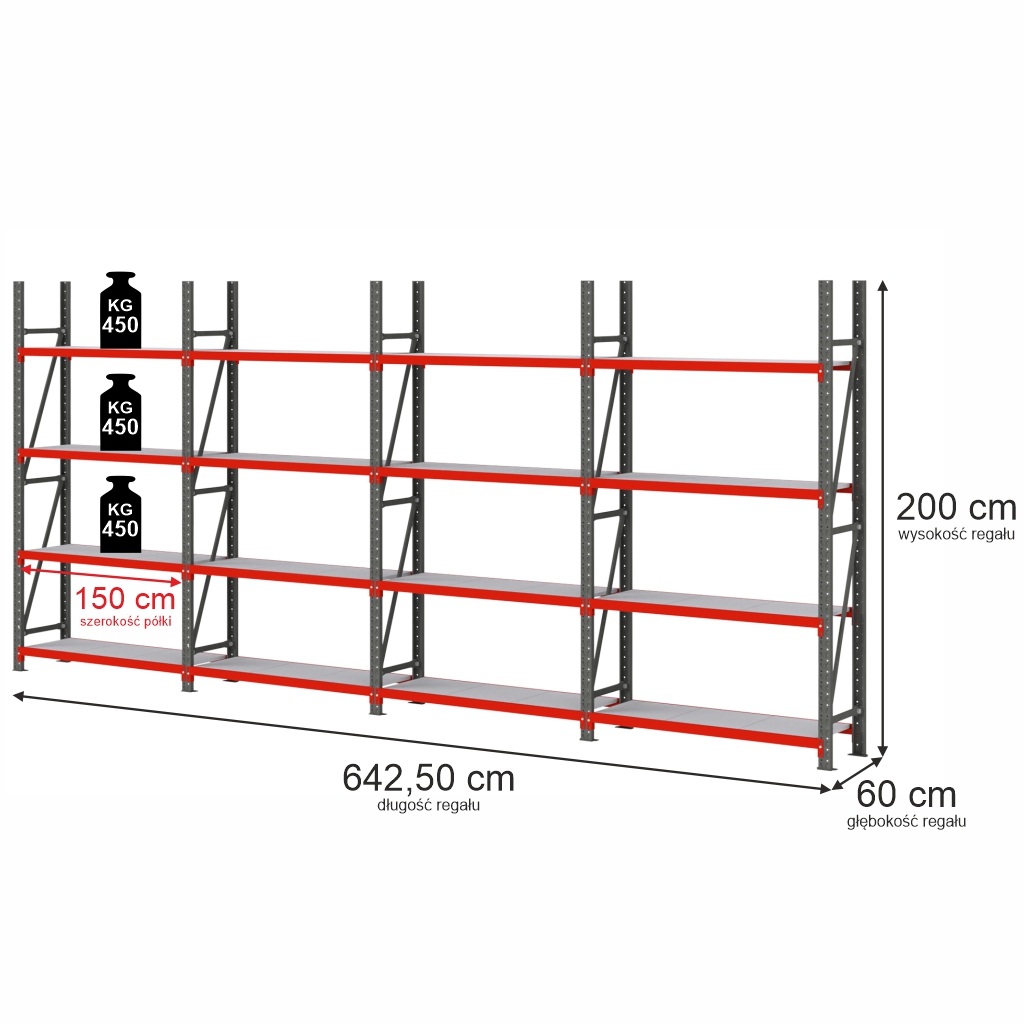 Regał magazynowy 16 półkowy, regał metalowy magazynowy,