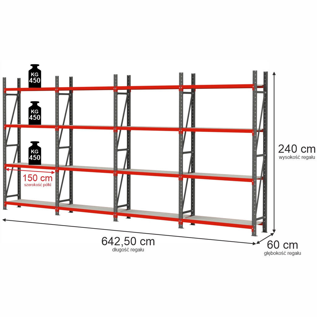 Regał magazynowy 16 półkowy, regał metalowy magazynowy,