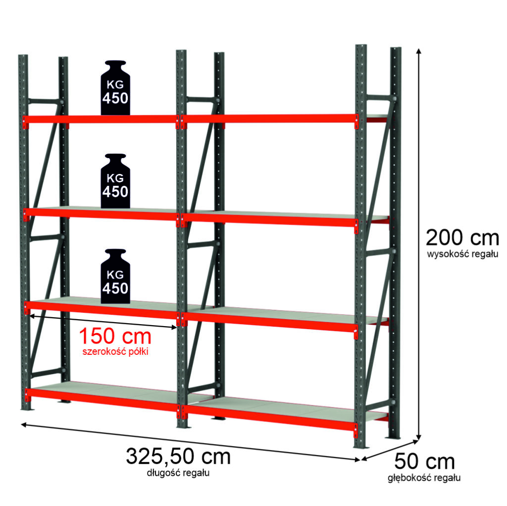 regał metalowy 8 półkowy FORTIS, regał magazynowy, regał do garażu