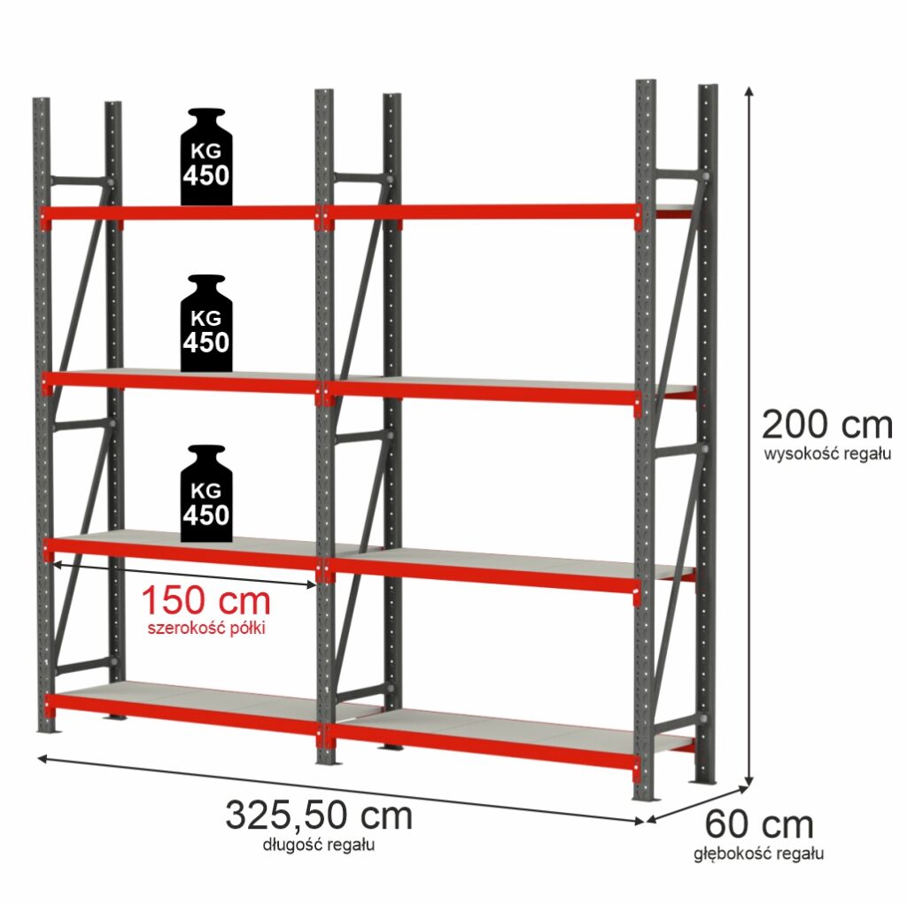 regał metalowy magazynowy FORTIS zestaw, regał do garażu, piwnicy, regał magazynowy