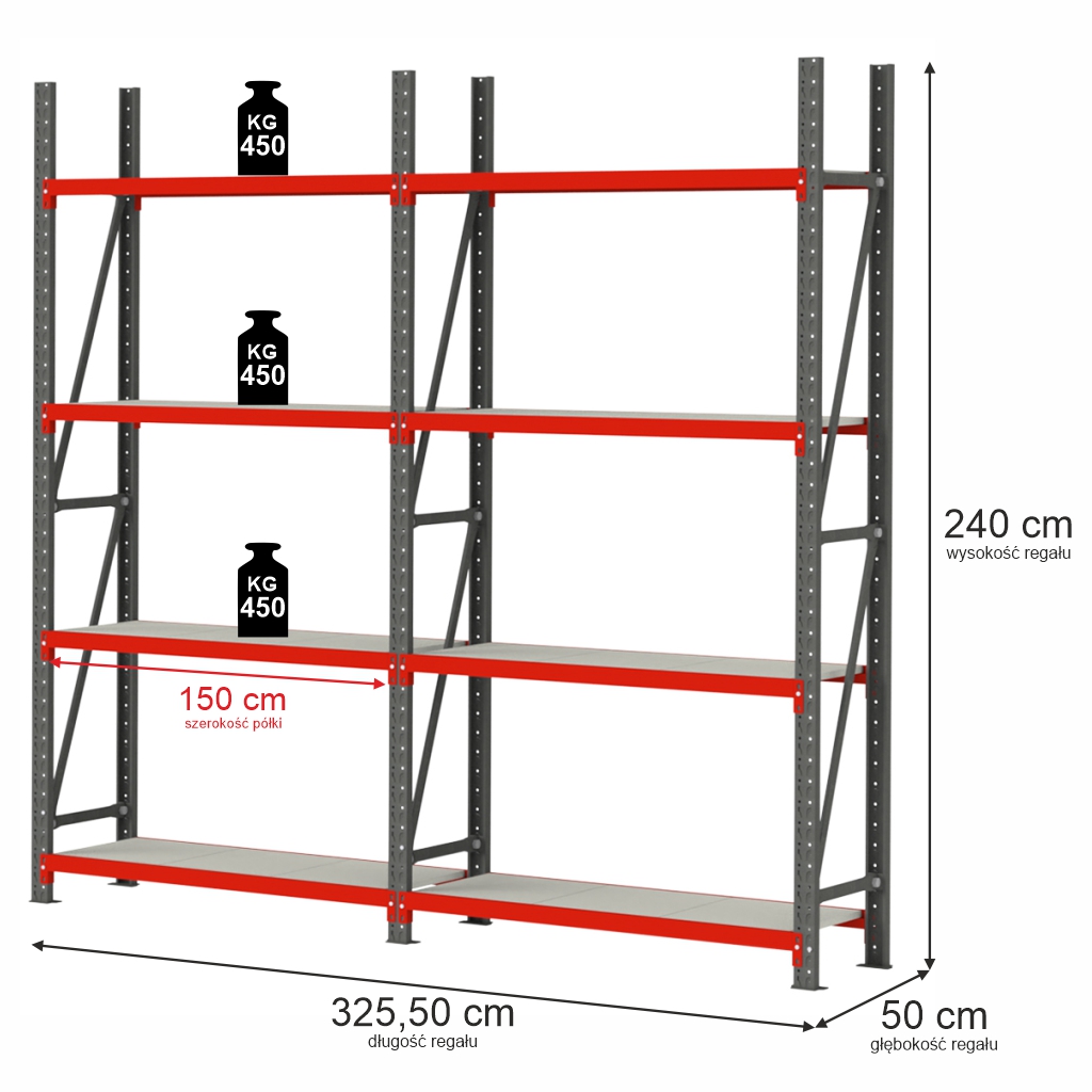 regał metalowy 8 półkowy, regał do garażu, magazynu