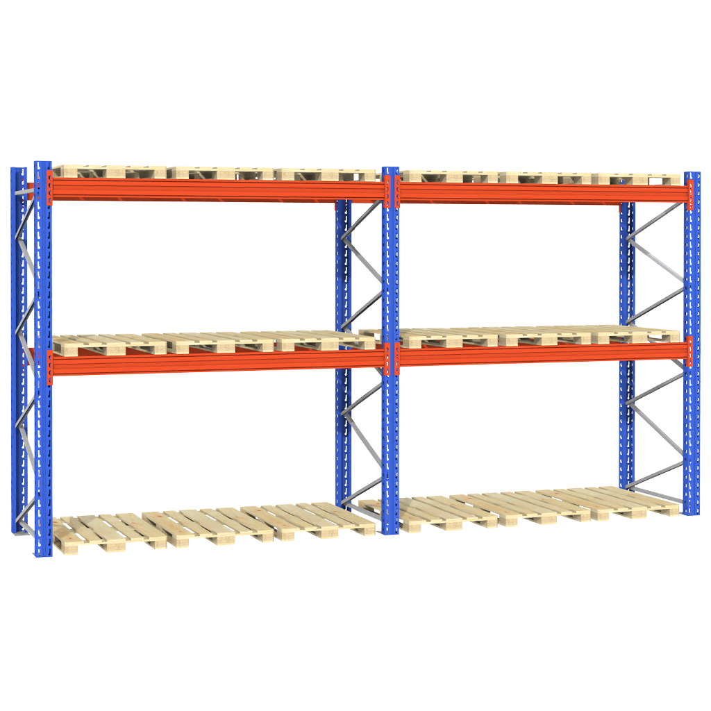 Regał magazynowy paletowy STOW 0+2 H-300 cm G-110 cm L-565.5 cm 1000 kg nośność na parę trawersów