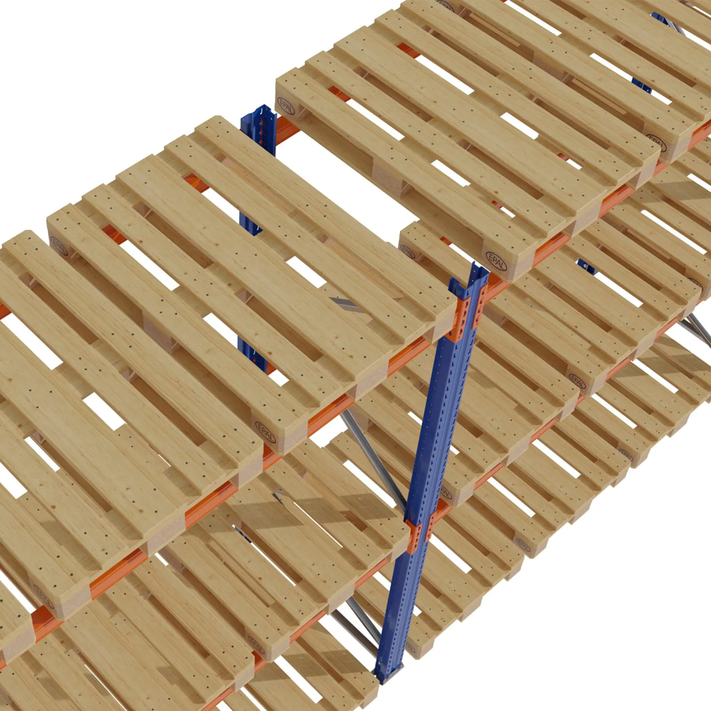 Regał magazynowy paletowy STOW 0+2 H-300 cm G-110 cm L-565.5 cm 1000 kg nośność na parę trawersów
