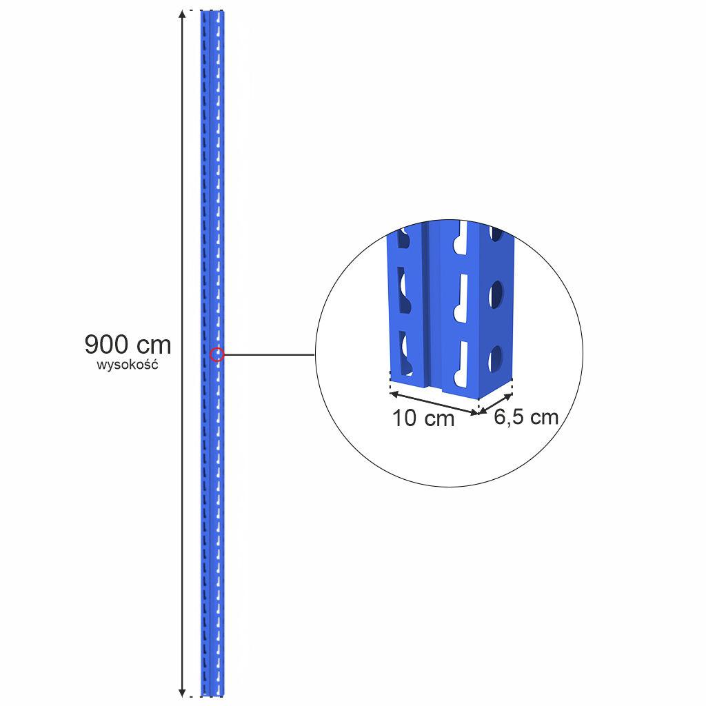 Słup do ramy regałowej STOW wysokość 900 cm