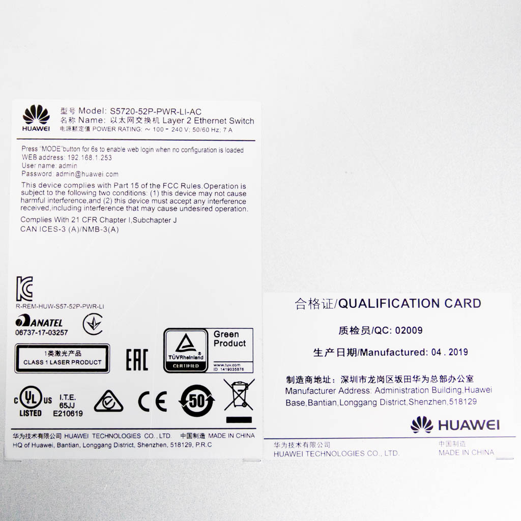 Huawei S5720-52P-PWR-LI-AC, switch Huawei 48 portów, przełącznik POE+, switch 48x gigabit, switch z POE+ 4x SFP, przełącznik do monitoringu IP, switch zarządzalny Huawei, switch do sieci LAN, switch z zasilaczem AC, switch warstwy 2+