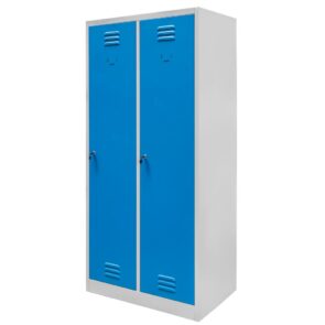 Zdjęcie produktu: Szafka BHP ubraniowa Mega-M pracownicza 2-drzwiowa S-80 cm szara/niebieski front