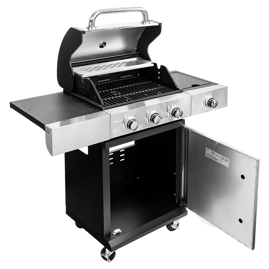 grill gazowy, grill ogrodowy gazowy, grill z żeliwnym rusztem, grill czarny, grill na taras, grill gastronomiczny, grill mobilny