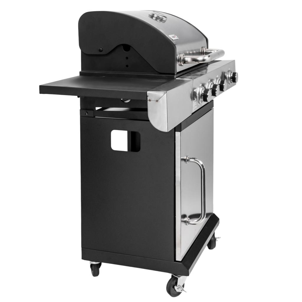 grill gazowy, grill ogrodowy gazowy, grill z żeliwnym rusztem, grill czarny, grill na taras, grill gastronomiczny, grill mobilny