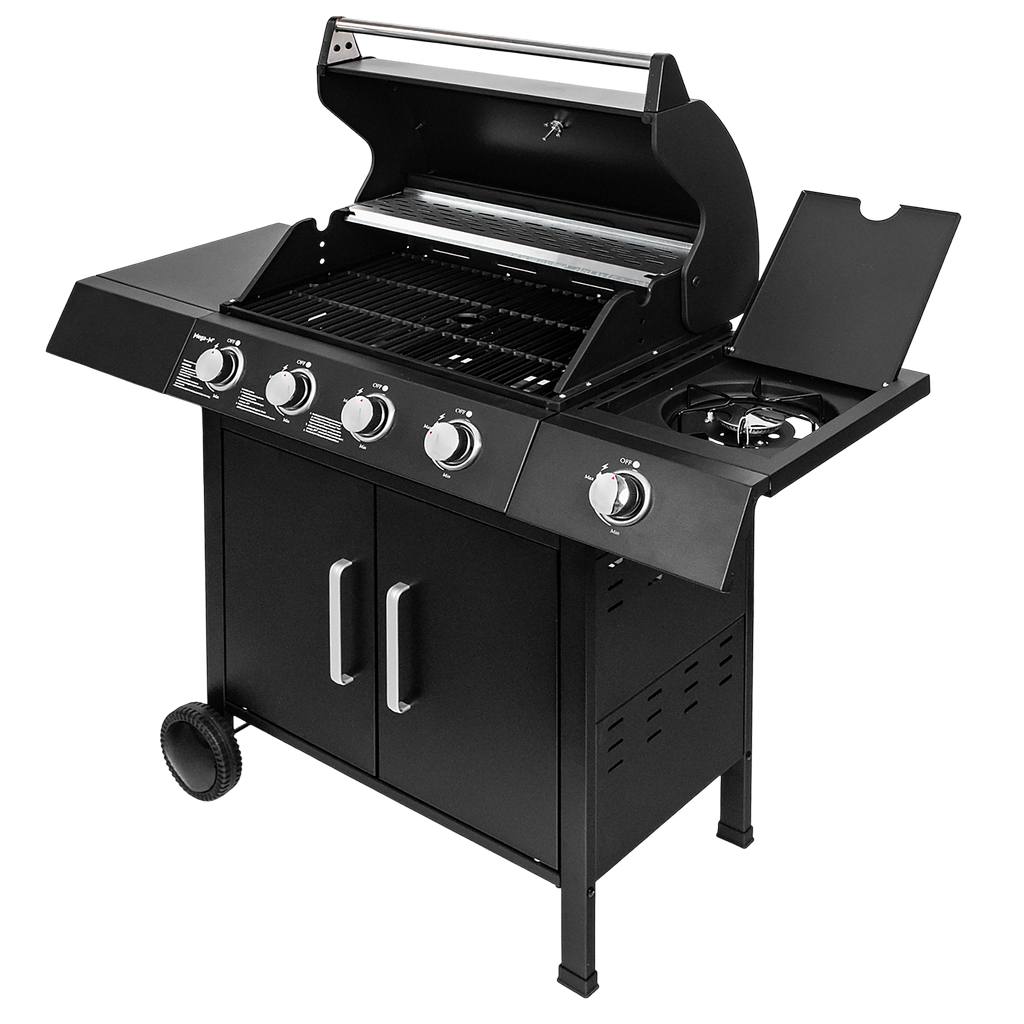 grill gazowy, grill ogrodowy gazowy, grill z żeliwnym rusztem, grill czarny, grill na taras, grill gastronomiczny, grill mobilny