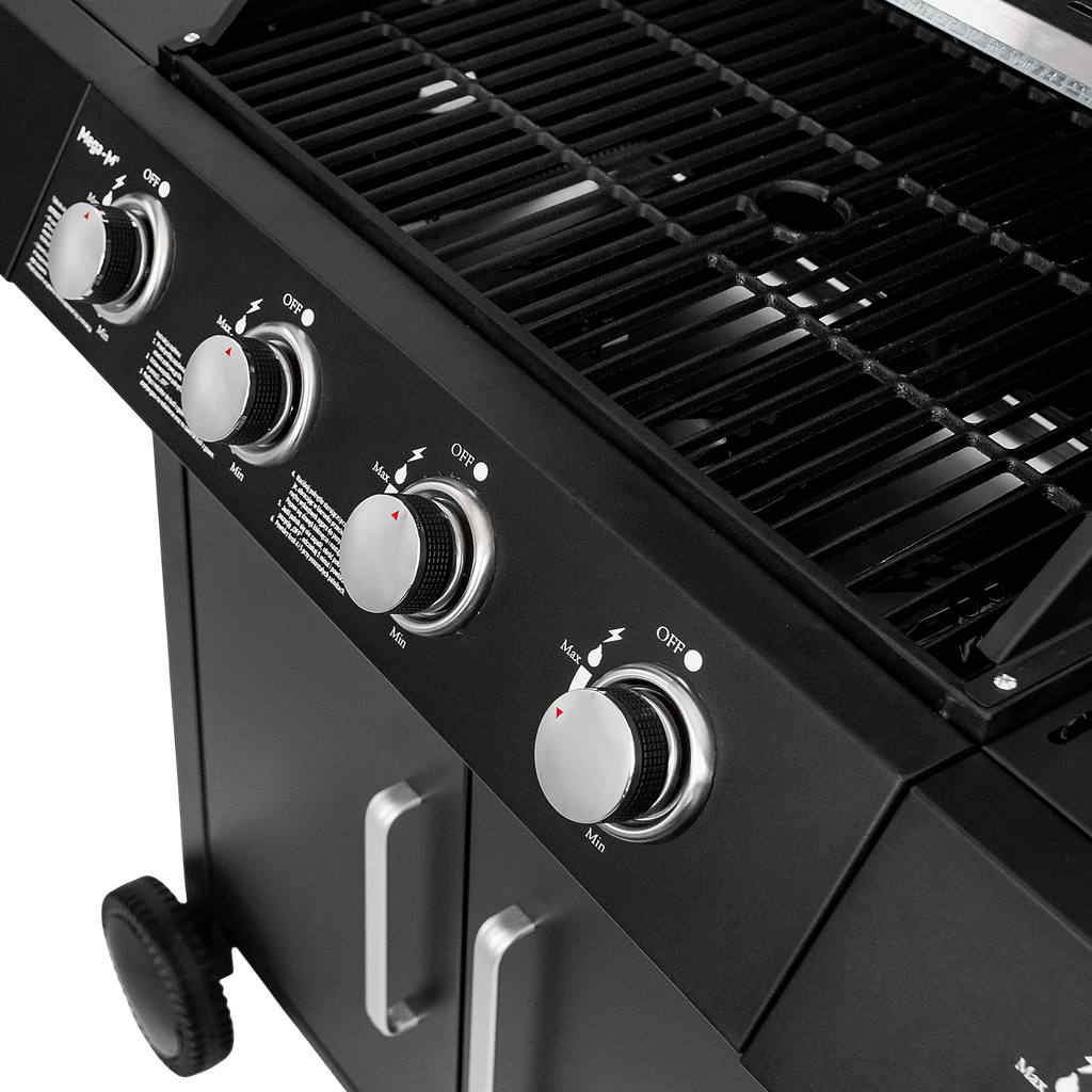 grill gazowy, grill ogrodowy gazowy, grill z żeliwnym rusztem, grill czarny, grill na taras, grill gastronomiczny, grill mobilny
