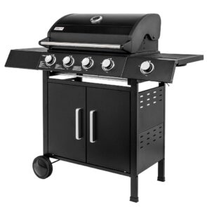 Grill ogrodowy gazowy Mega-M 4+1 stolik boczny czarny